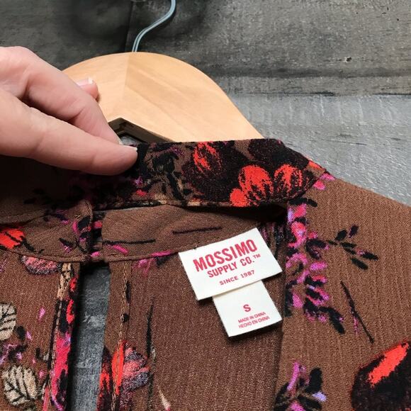 Mossimo Floral Tiered Tank Top Brown Blouse Choker Cutout Fairy Preppy Size S - Picture 8 of 9